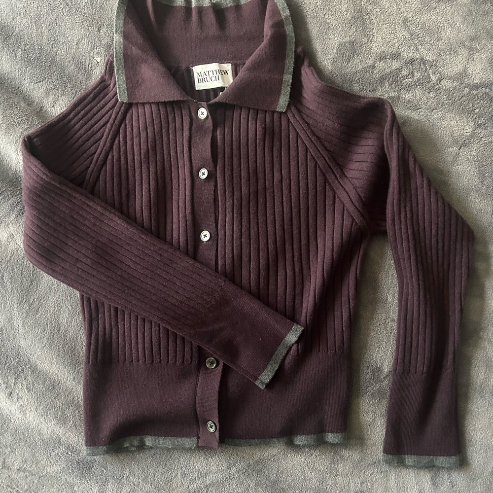 Matthew Bruch Purple Women's Cardigan Sweater